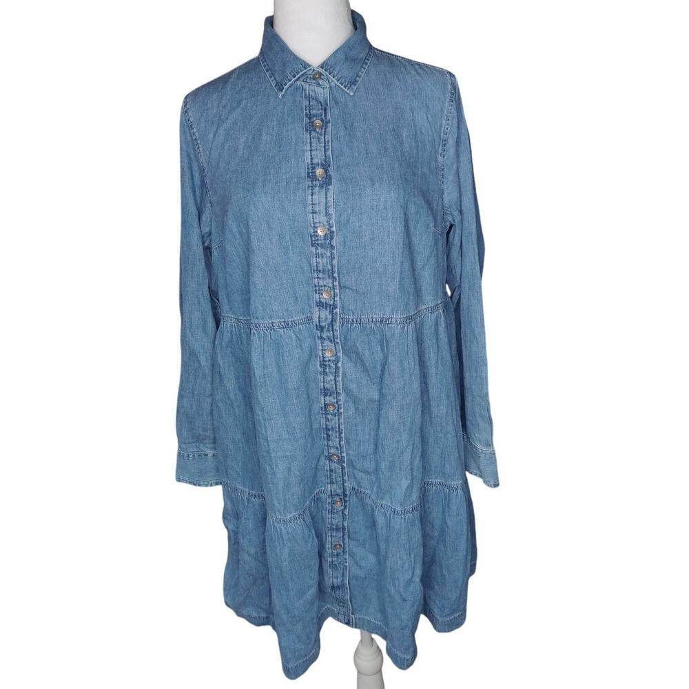 GAP Light Blue Denim Midi Dress